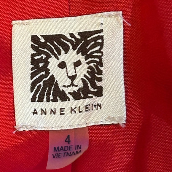 Anne Klein Ruffle Collar Front Career Jacket Elegant Red - Picture 8 of 12